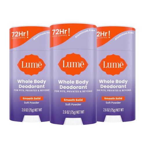 Lume Whole Body Deodorant - Smooth Solid Stick - 72 Hour Odor Control - Aluminum Free.
