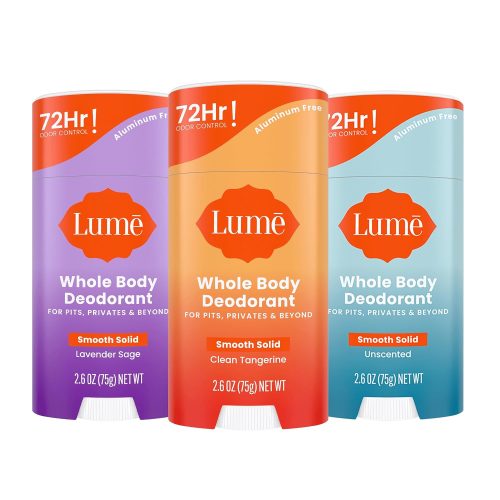Lume Whole Body Deodorant - Smooth Solid Stick - 72 Hour Odor Control - Aluminum Free.
